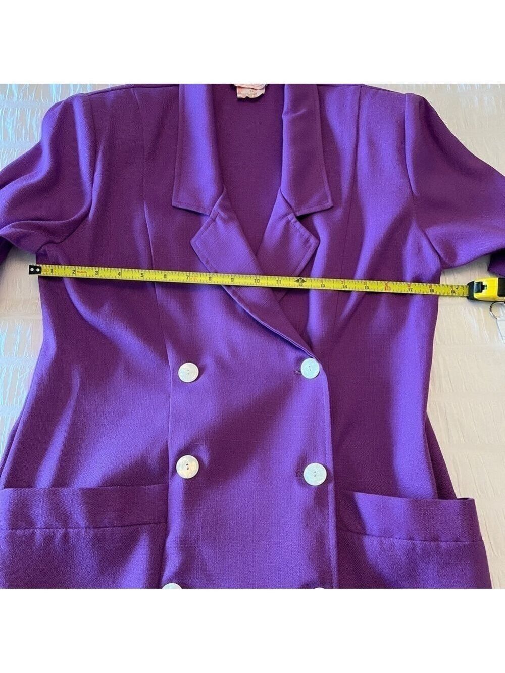 V.I.PETITES Vintage Double Breasted Purple Midi Dress Retro 80's 90's Canada - Picture 15 of 16